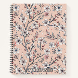 Roze Kersenbloesem Sakura Patroon op Roze (1) Notitieboek