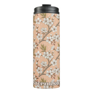 Roze Kersenbloesem Sakura Patroon op Roze (3) Thermosbeker