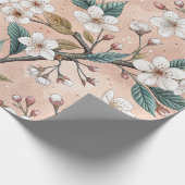 Roze Kersenbloesem Sakura Patroon op Roze (4) Cadeaupapier (Hoek)