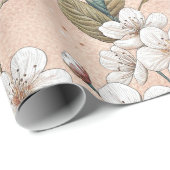 Roze Kersenbloesem Sakura Patroon op Roze (4) Cadeaupapier (Rol Hoek)