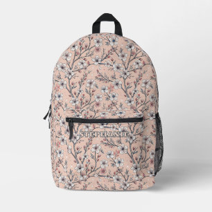 Roze Kersenbloesem Sakura Patroon op Roze Bedrukte Rugzak