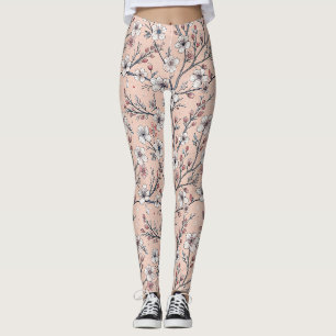 Roze Kersenbloesem Sakura Patroon op Roze Leggings