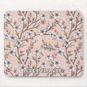 Roze Kersenbloesem Sakura Patroon op Roze Muismat