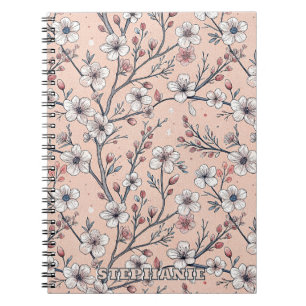 Roze Kersenbloesem Sakura Patroon op Roze Notitieboek
