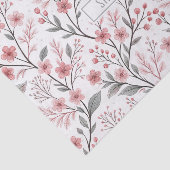 Roze Kersenbloesem Sakura Patroon op Wit (1) Tissuepapier (Detail)