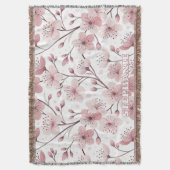 Roze Kersenbloesem Sakura Patroon op Wit (2) Deken (Voorkant Verticaal)