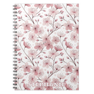 Roze Kersenbloesem Sakura Patroon op Wit (2) Notitieboek