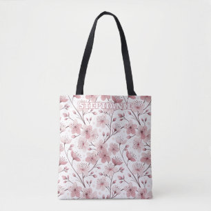 Roze Kersenbloesem Sakura Patroon op Wit (2) Tote Bag