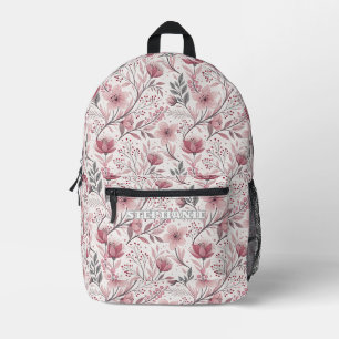 Roze Kersenbloesem Sakura Patroon op Wit (3) Bedrukte Rugzak