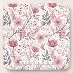 Roze Kersenbloesem Sakura Patroon op Wit (3) Bier Onderzetter