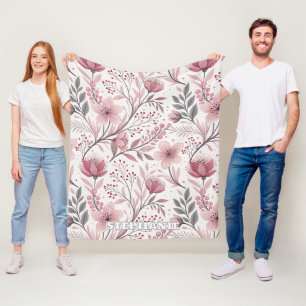 Roze Kersenbloesem Sakura Patroon op Wit (3) Fleece Deken