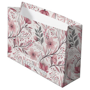 Roze Kersenbloesem Sakura Patroon op Wit (3) Groot Cadeauzakje