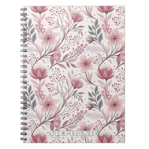 Roze Kersenbloesem Sakura Patroon op Wit (3) Notitieboek
