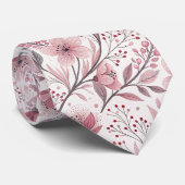 Roze Kersenbloesem Sakura Patroon op Wit (3) Stropdas (Opgerold)