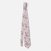 Roze Kersenbloesem Sakura Patroon op Wit (3) Stropdas (Achterkant)