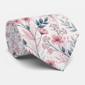 Roze Kersenbloesem Sakura Patroon op Wit (4) Stropdas (Opgerold)