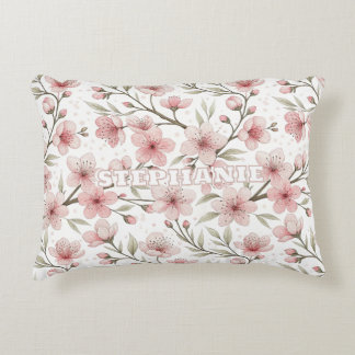 Roze Kersenbloesem Sakura Patroon op Wit (5) Accent Kussen