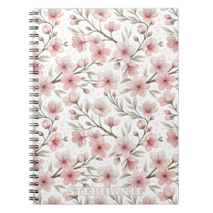 Roze Kersenbloesem Sakura Patroon op Wit (5) Notitieboek