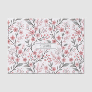 Roze Kersenbloesem Sakura Patroon op Wit Tissuepapier