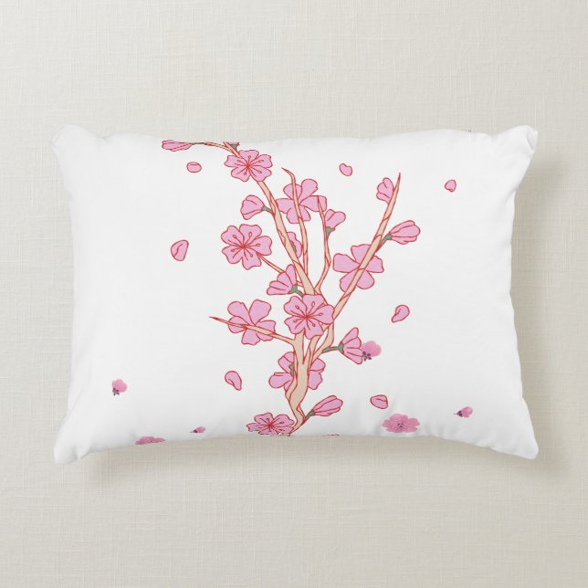 Roze Kersenbloesem Sakura Tak Kunst Accent Kussen (Voorkant)