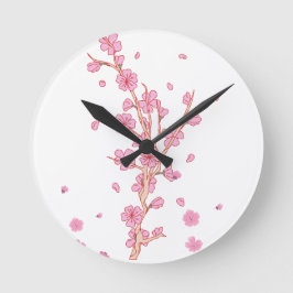 Roze Kersenbloesem Sakura Tak Kunst Ronde Klok