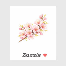 Roze Kersenbloesem Sakura Tak met Gouden Accenten Sticker
