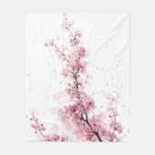 Roze Kersenbloesem Sakura Waterverf Bloem Boho Fleece Deken (Voorkant)