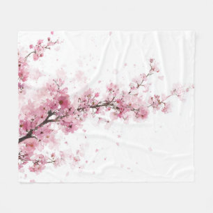 Roze Kersenbloesem Sakura Waterverf Bloem Boho Fleece Deken