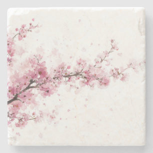 Roze Kersenbloesem Sakura Waterverf Bloem Boho Stenen Onderzetter