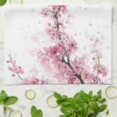 Roze Kersenbloesem Sakura Waterverf Bloem Boho Theedoek (Gevouwen)