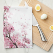 Roze Kersenbloesem Sakura Waterverf Bloem Boho Theedoek (Quarter Fold)