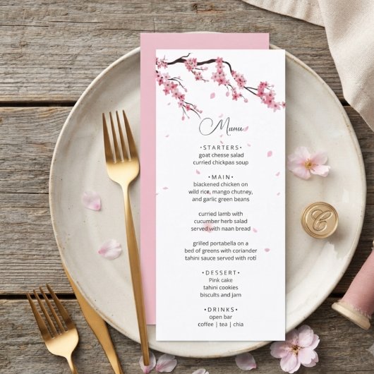 Roze Kersenbloesem Sakura Waterverf Modern  Menu