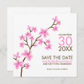 Roze Kersenbloesem Save the Date Aankondigingen (Voorkant / Achterkant)
