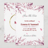 Roze Kersenbloesem Save The Date Kaart (Voorkant / Achterkant)