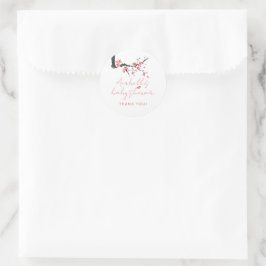 Roze Kersenbloesem Script Baby Shower Bedanktkaart Ronde Sticker