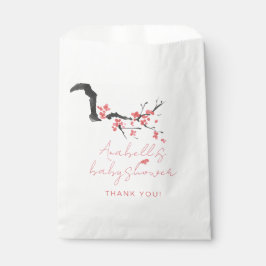 Roze Kersenbloesem Script Baby Shower Bedankzakje