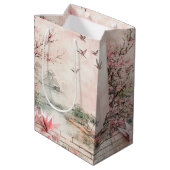 Roze Kersenbloesem Serene Landschap (2) Medium Cadeauzakje (Achterkant Gekanteld)