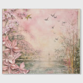 Roze Kersenbloesem Serene Landschap (8) Cadeaupapier (Vlak)