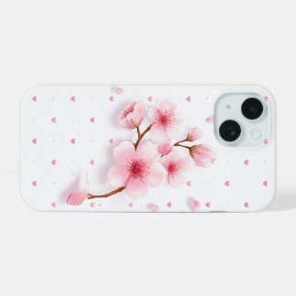 Roze kersenbloesem telefoonhoesje. iPhone 15 case