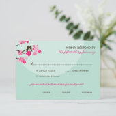 Roze Kersenbloesem Tortelduifjes Bruiloft RSVP Kaa (Staand voorkant)