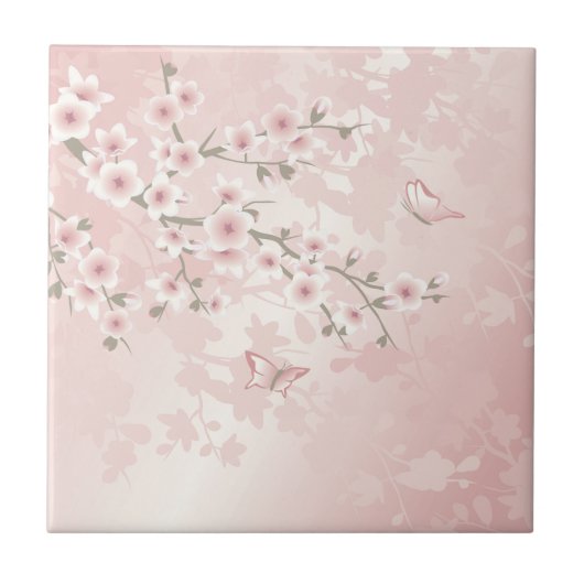 Roze Kersenbloesem uit de Vintage Tegeltje (Voorkant)