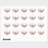 Roze Kersenbloesem  Vogels Trouwstickers Hart Sticker (Vel)