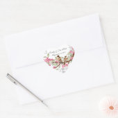 Roze Kersenbloesem  Vogels Trouwstickers Hart Sticker (Envelop)