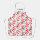 Roze Kersenbloesem Watercolor Patroon Elegant Schort (Voorkant)