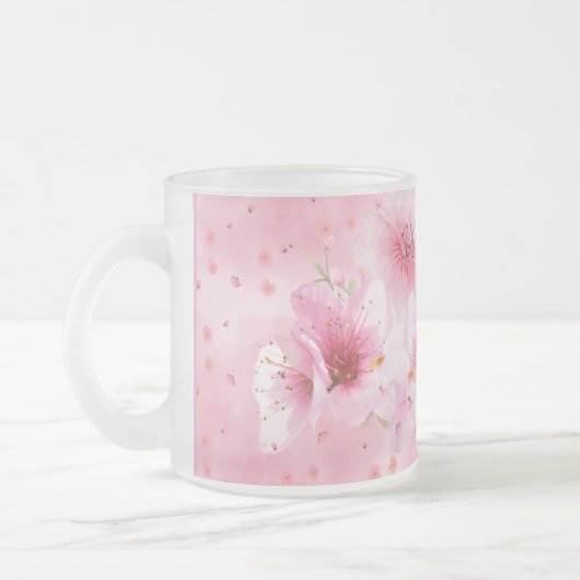 Roze Kersenbloesem Waterverf Bloem Mok (Links)