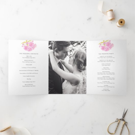 Roze Kersenbloesem waterverf Drieluik Programma (Binnen)