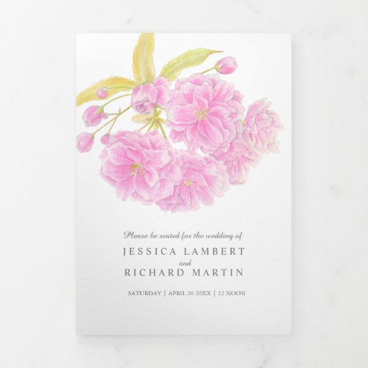 Roze Kersenbloesem waterverf Drieluik Programma (Cover)