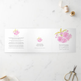 Roze Kersenbloesem waterverf Tri-Fold Programma