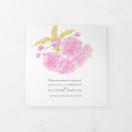 Roze Kersenbloesem waterverf Tri-Fold Programma