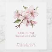 Roze kersenbloesem wijn etiket (Enkel label)